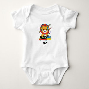 Body Para Bebê Música DJ de Leão Pequeno e Bonito Personalizado