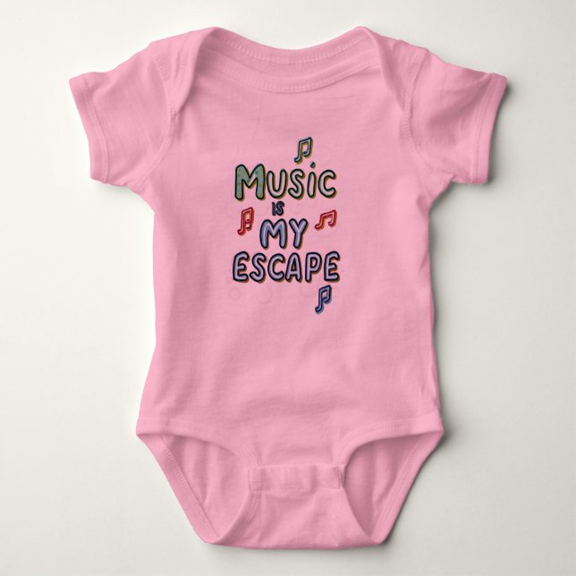 Body Para Bebê Música é minha escapatória (Frente)