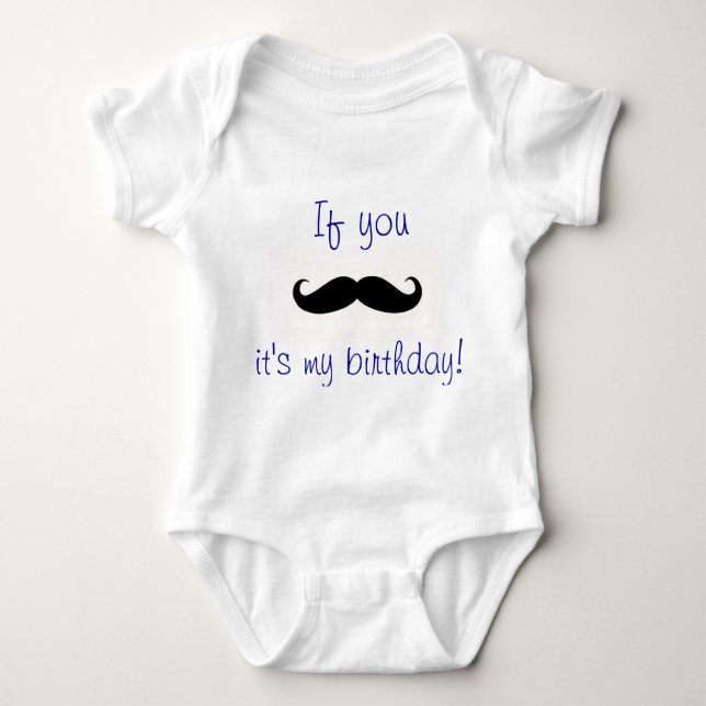 Body Para Bebê Mustache Birthday (Frente)
