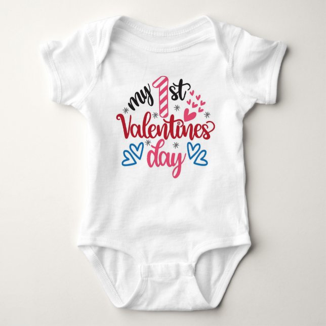 Body Para Bebê My 1st Valentine's Day  (Frente)