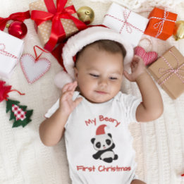 Body Para Bebê My Beary First Christmas – Panda with Santa Hat