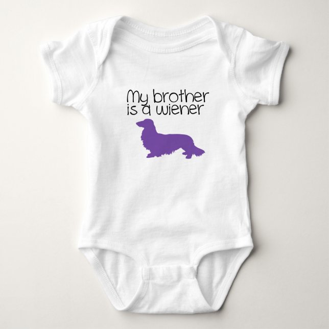 Body Para Bebê My Brother is a Wiener Long Hair Dachshund Outfit  (Frente)