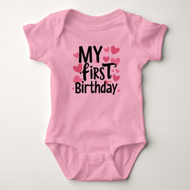 Body Para Bebê my first birthday bodysuit for newborn (Frente)