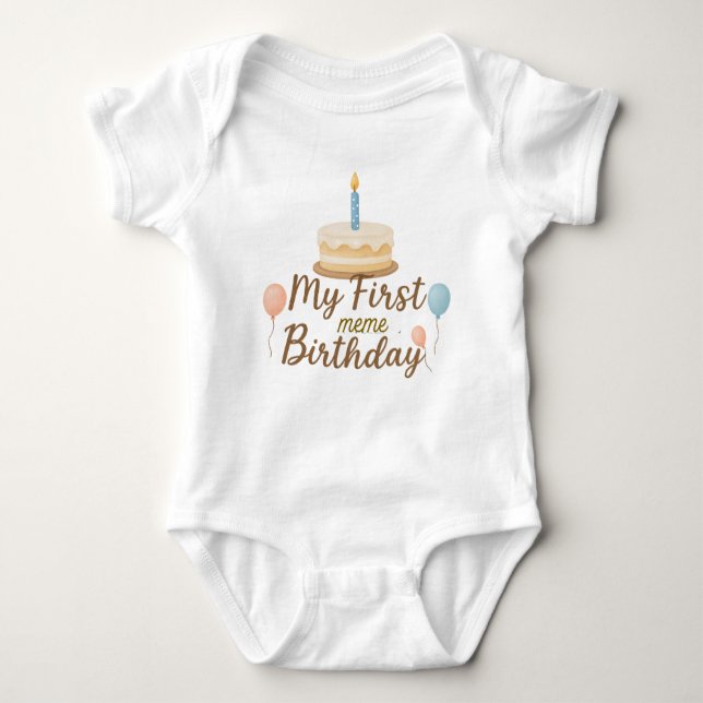 Body Para Bebê My First Birthday Custom Baby Bodysuit (Frente)