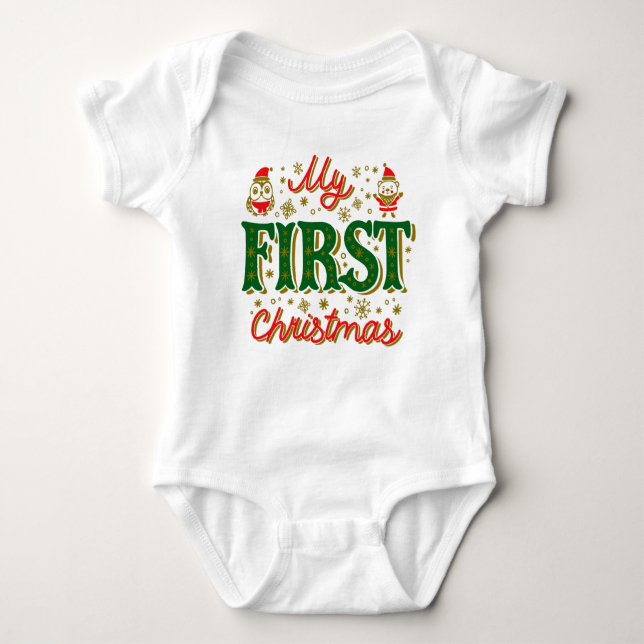 Body Para Bebê My First Christmas Baby Bodysuit  (Frente)