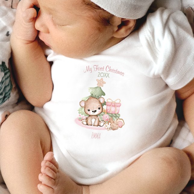 Body Para Bebê My First Christmas Baby Bodysuit | Custom Text (Criador carregado)
