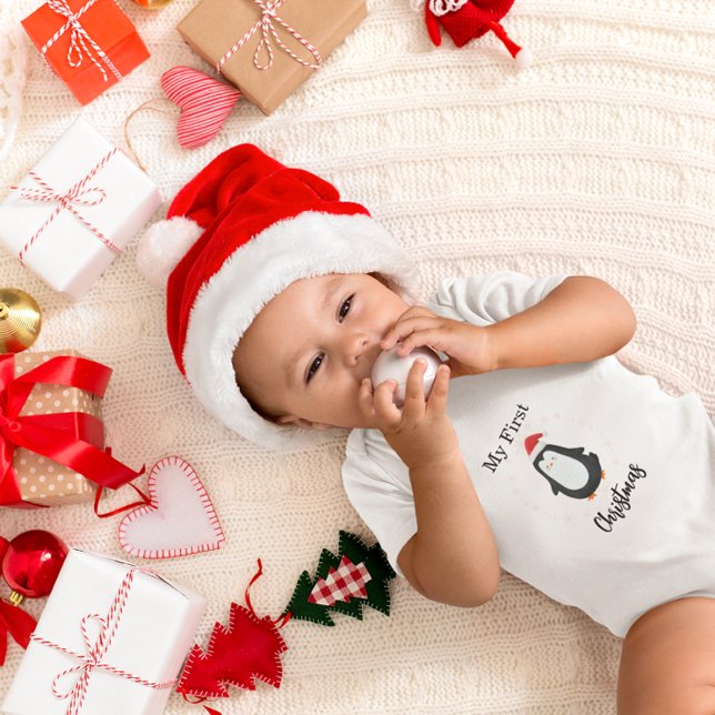 Body Para Bebê My First Christmas Cute Penguin (Criador carregado)