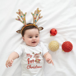 Body Para Bebê My First Christmas - Cute Reindeer