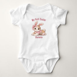 Body Para Bebê My First Easter Patchwork Bunny Baby T-Shirt