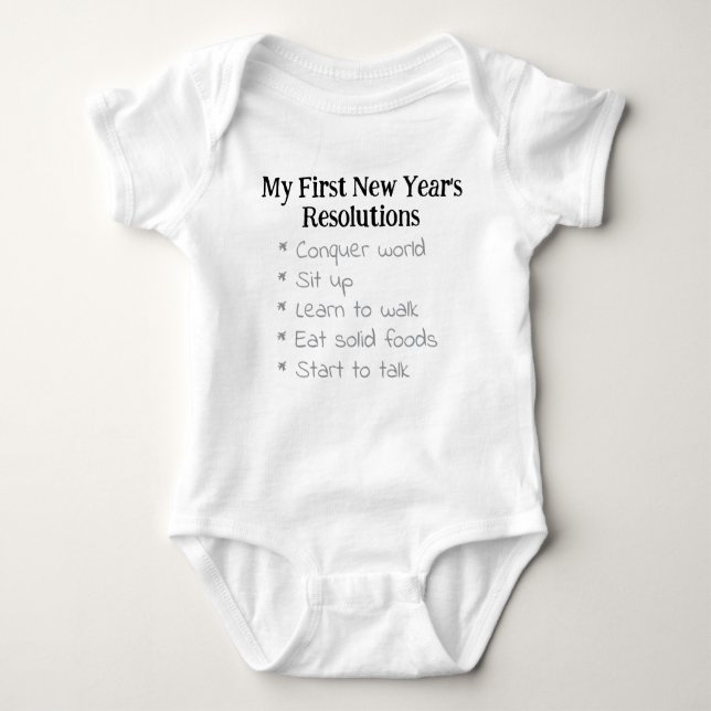 Body Para Bebê My First New Year's Resolutions, Unisex, Funny    (Frente)