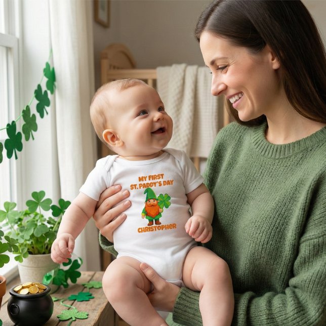 Body Para Bebê My First St. Patrick’s Day Leprechaun Gnome (Criador carregado)