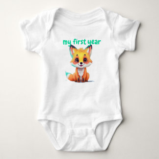 Body Para Bebê My First Year baby fox Baby Bodysuit 