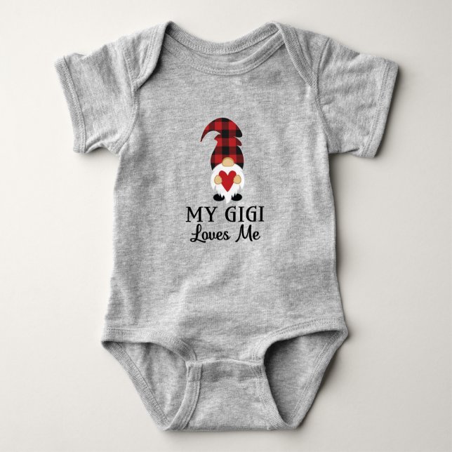 Body Para Bebê My Gigi Loves Me Buffalo Plaid Gnome (Frente)