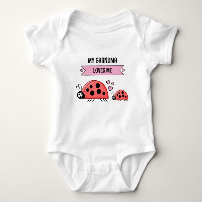 Body Para Bebê My Grandma loves me ladybugs pink (Frente)