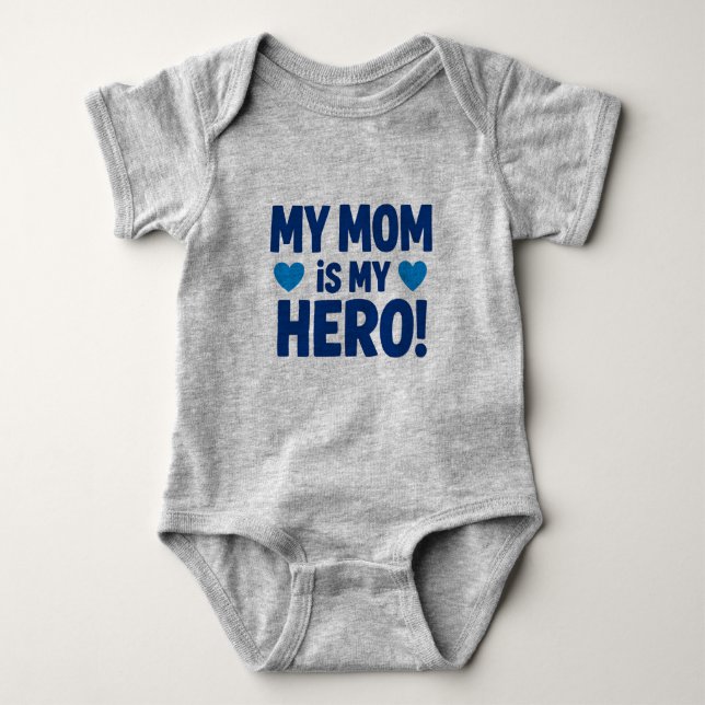 Body Para Bebê My Mom Is My Hero Baby Bodysuit - Cute MotCamiseta (Frente)