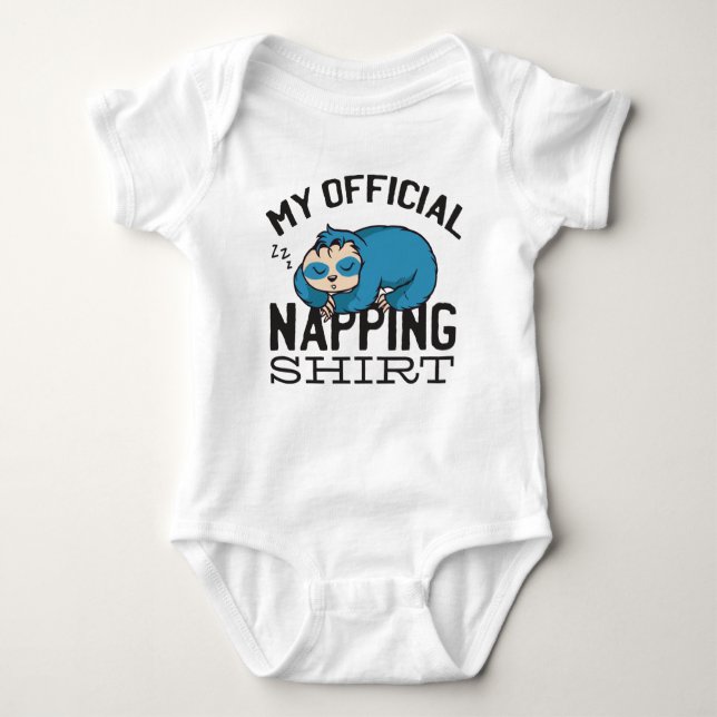 Body Para Bebê My official napping shirt - Lazy sleeping Sloth (Frente)