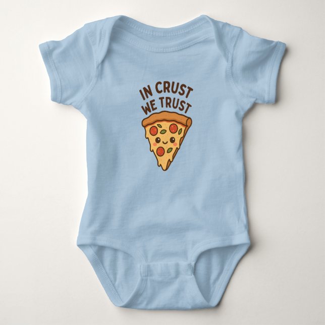 Body Para Bebê Na Crust Confiamos - Fatia de Pizza Kawaii Cute (Frente)