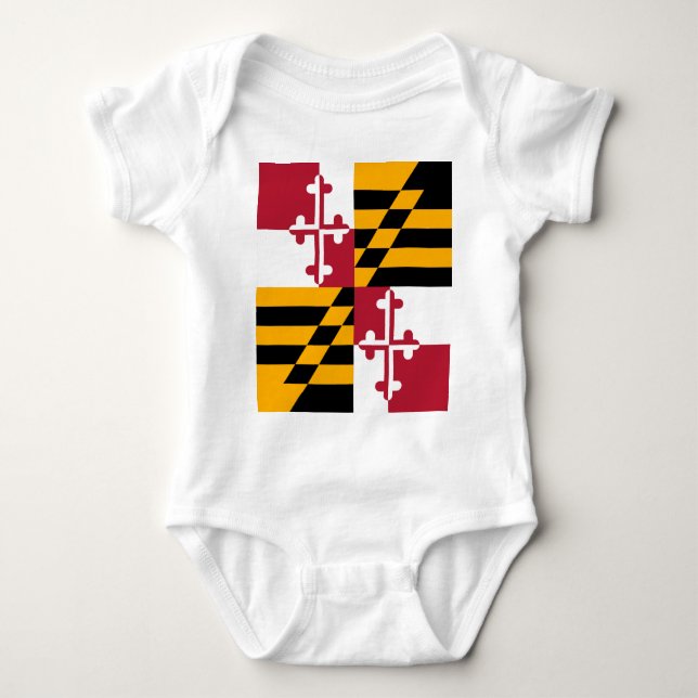 Body Para Bebê Na moda de Sinalizador do Estado de Maryland (Frente)