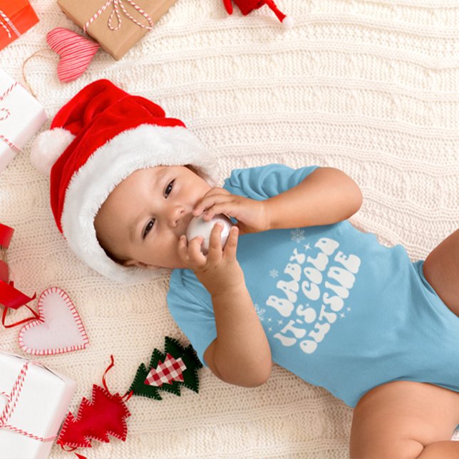 Body Para Bebê Na moda Mínimo Elegante Verde Azul (Blue Cute Modern Elegant Minimal Stylish Winter Baby Bodysuit)