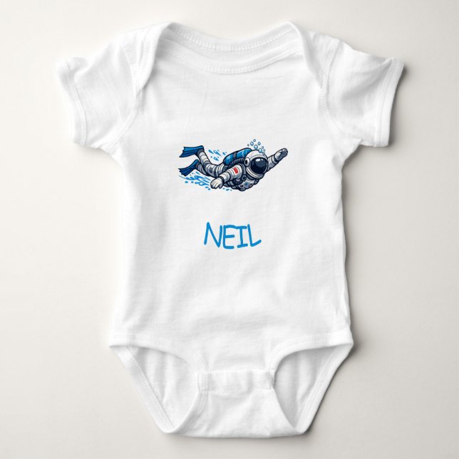 Body Para Bebê Nadador Astronauta (Frente)