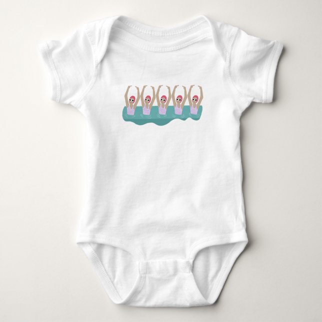 Body Para Bebê Nadadoras Artísticas | Ilustração de Natação Artís (Frente)