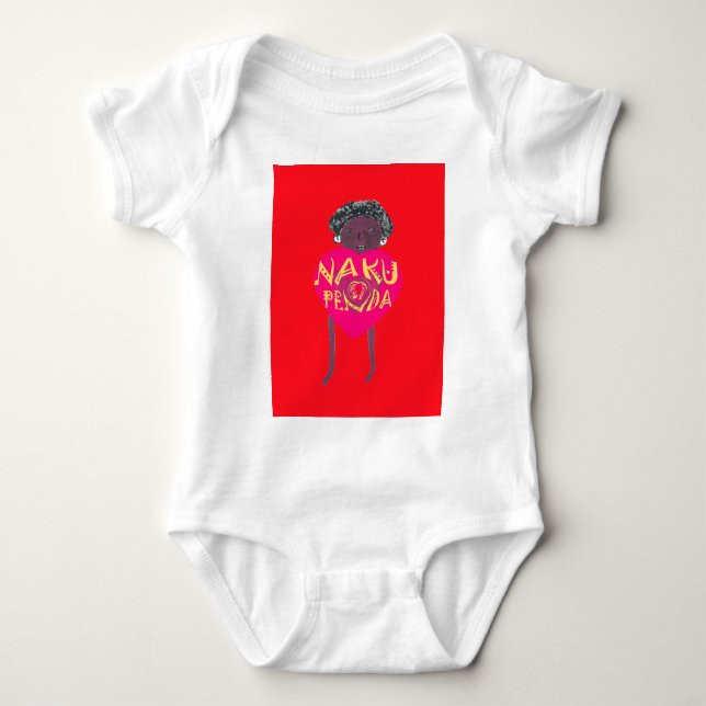 Body Para Bebê Nakupenda Love Art - Swahili Heart Design (Frente)
