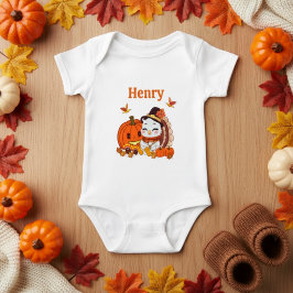 Body Para Bebê Name Baby Turkey And Pumpkin Thanksgiving 