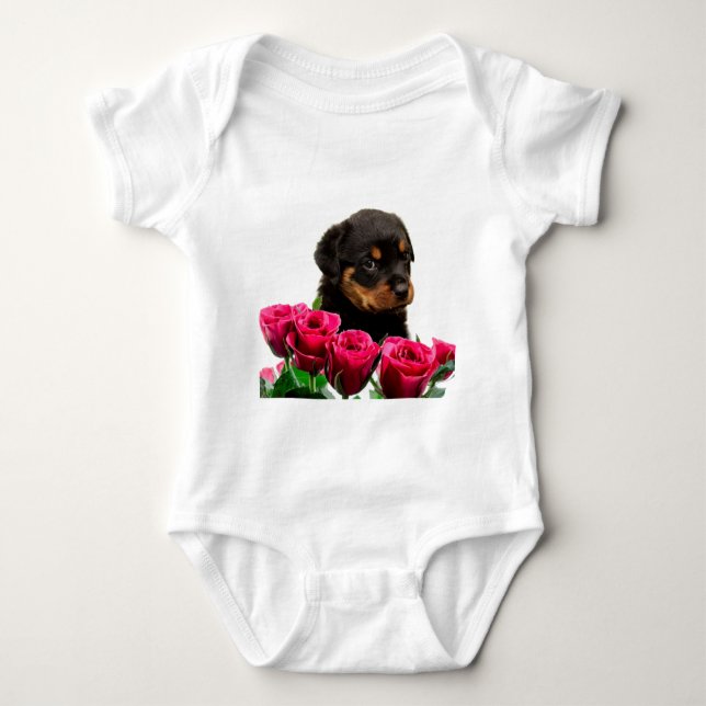 Body Para Bebê Namorados Rosa Rottweiler (Frente)