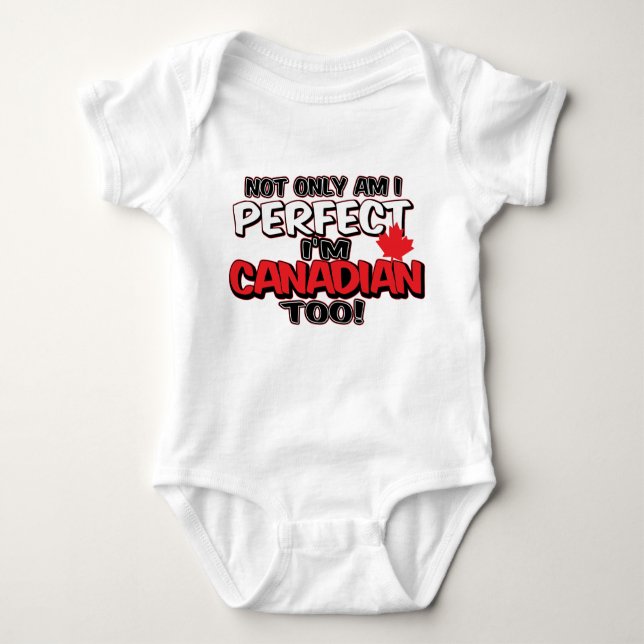 Body Para Bebê Não apenas Perfeito, canadense também Baby Jersey  (Frente)