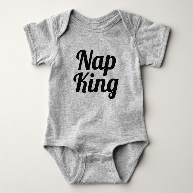 Body Para Bebê Nap King Boy Black and Cinza Slogan Baby Body (Frente)