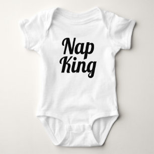 Body Para Bebê Nap King Boy Black and White Slogan Baby Bodydress