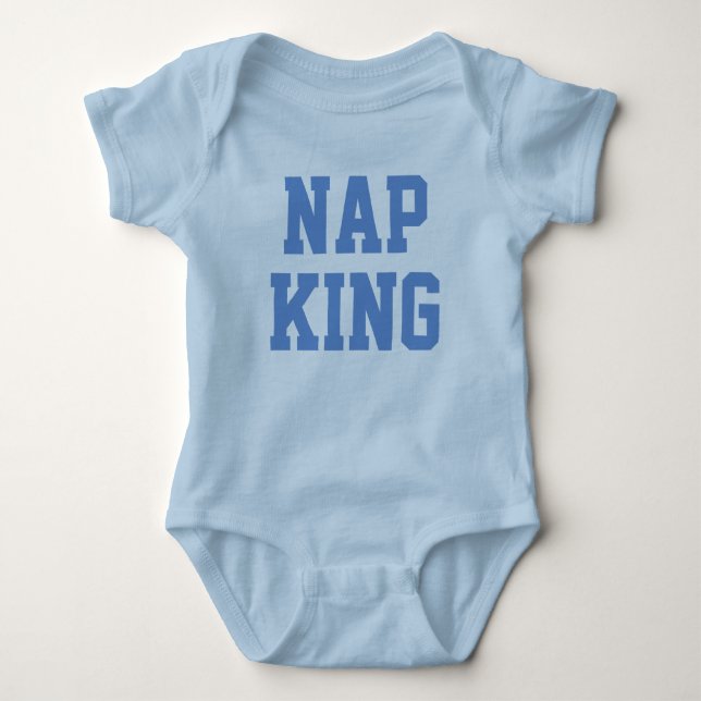 Body Para Bebê Nap King | Piada Humor Blue Baby T shirt (Frente)