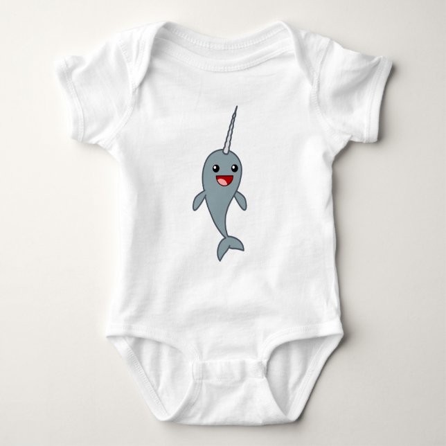 Body Para Bebê Narwhal feliz (Frente)