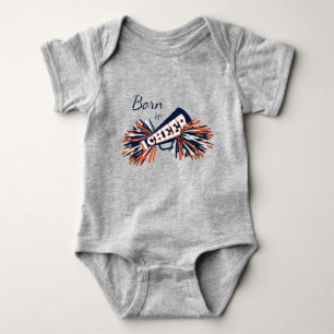 Body Para Bebê Nascer ao elogio - azul marinho, laranja e branco