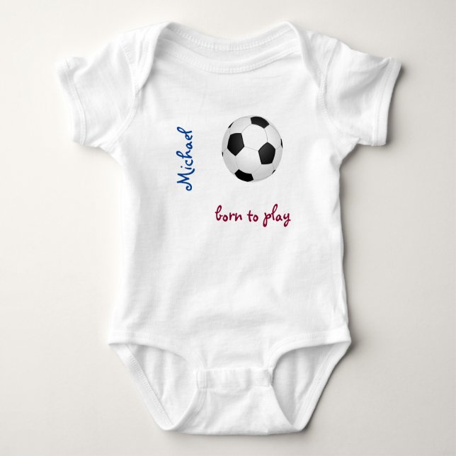 Body Para Bebê Nascer de jogar futebol Personalizar Nome Cute (Frente)