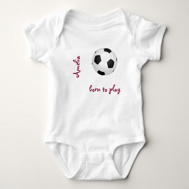Body Para Bebê Nascer de jogar futebol Personalizar Nome Cute (Frente)