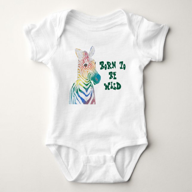Body Para Bebê Nascer de ser Wild Rainbow Zebra (Frente)