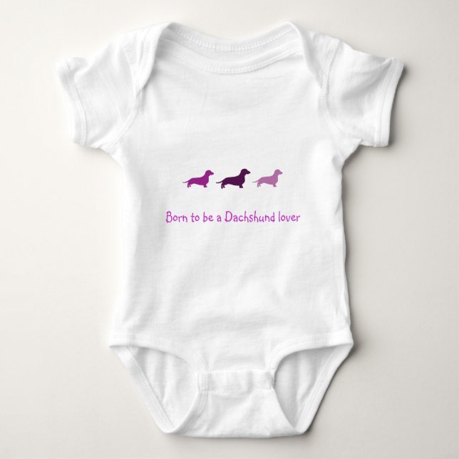 Body Para Bebê Nascer para amar Dachshunds-Roxo (Frente)