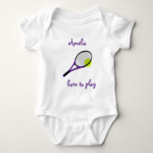 Body Para Bebê Nascer para jogar, Tênis Ball e Racquet, Personal
