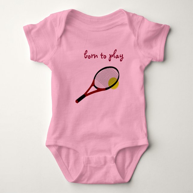 Body Para Bebê Nascer para jogar, Tênis Ball e Racquet, Tendy Pin (Frente)