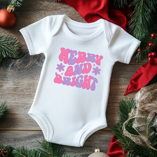 Body Para Bebê Natal Alegre E Brilhante Retro Groovy Festivo