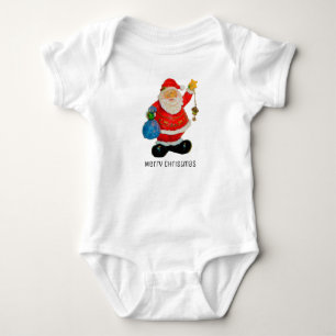 Body Para Bebê Natal bonito do pai de Papai Noel com saco