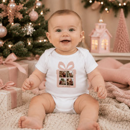 Body Para Bebê Natal Cor-de-Rosa Moderno Personalizado
