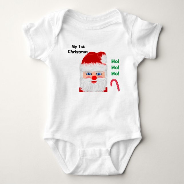 Body Para Bebê Natal de bebê de 1 ano do Papai Noel (Frente)