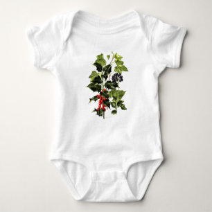 Body Para Bebê Natal do design do azevinho e da hera