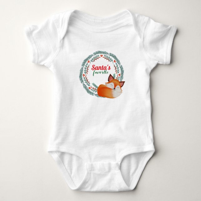 Body Para Bebê Natal Fofo de Raposa Adormecida (Frente)