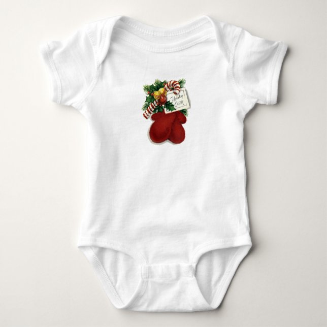 Body Para Bebê Natal Mittens Baby Tee (Frente)