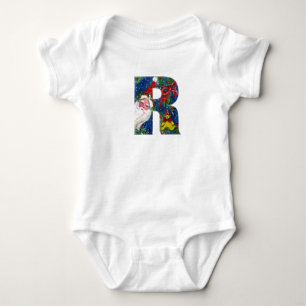 BODY PARA BEBÊ NATAL O LETTER / SANTA CLAUS COM BORRACHA VERMELHA