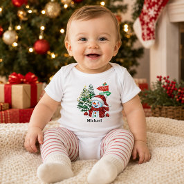 Body Para Bebê Natal Personalizado de Inverno com Boneco de Neve