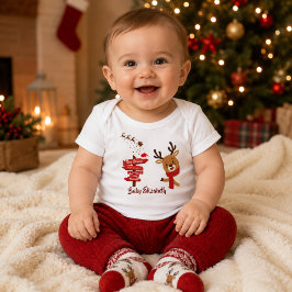 Body Para Bebê Natal Personalizado Feliz Rena Fofa